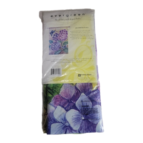 Evergreen 29"x43" Double Sided Hydrangea And Butter Flies Hand Painted Yard Flag - Picture 2 of 5
